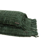 Housse de coussin vert forêt rectangulaire en coton tissé - 35x100 cm