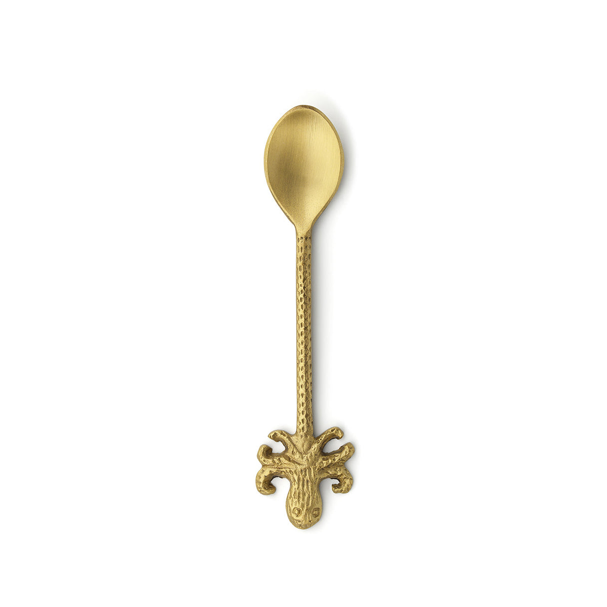 Cuillère dorée en laiton manche martelé pieuvre sculptée