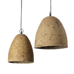 Suspension en papier mâché beige artisanal pour coin repas – Ø30 cm