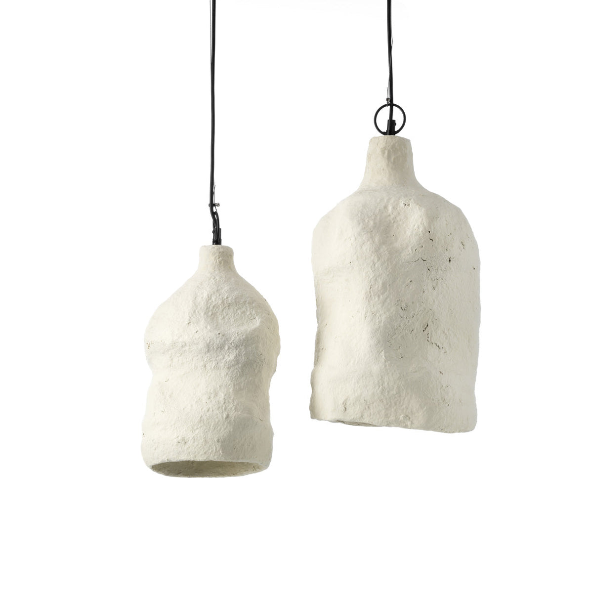 Suspension organique blanche texturée papier mâché – H36 cm