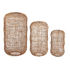 Suspension tressée en feuilles de bananier naturelle forme capsule ajourée – H57 cm
