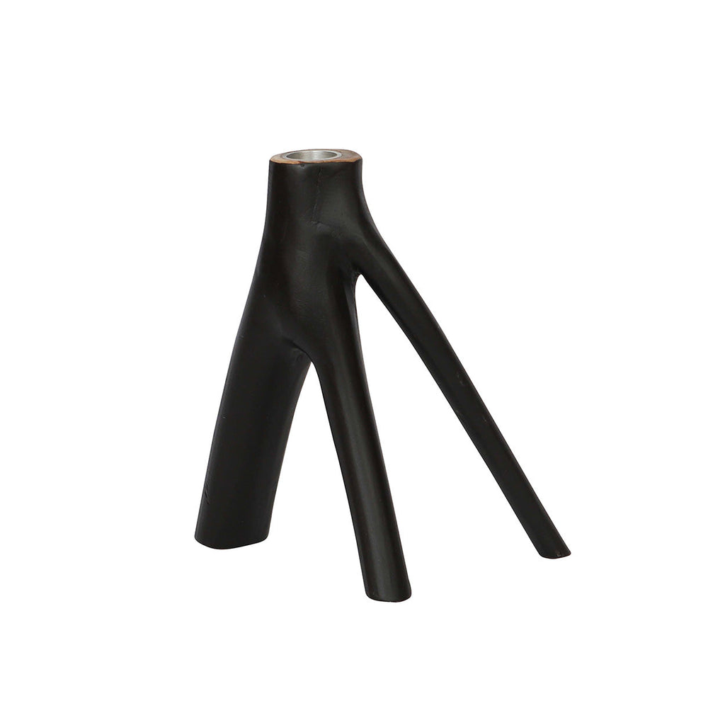 Skulpturaler Kerzenhalter in Schwarz in Form natürlicher Zweige