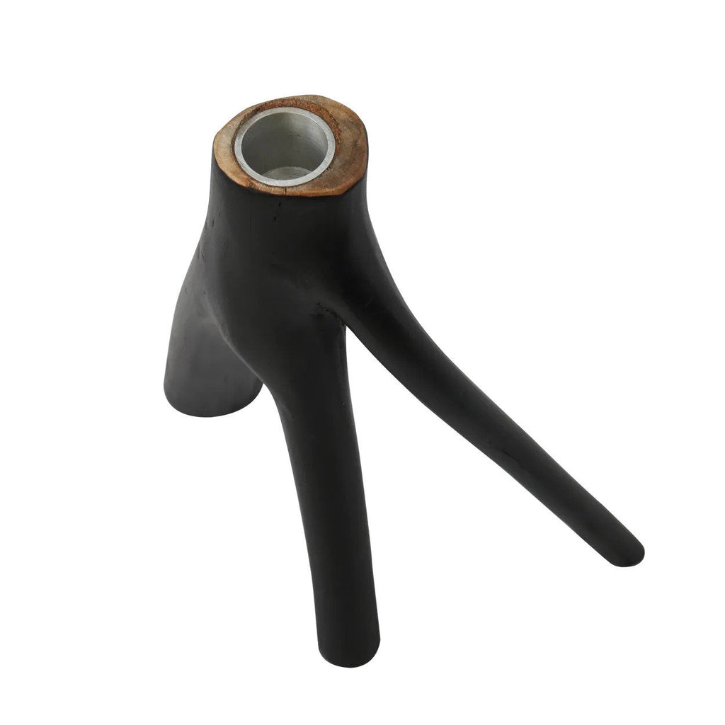 Skulpturaler Kerzenhalter in Schwarz in Form natürlicher Zweige