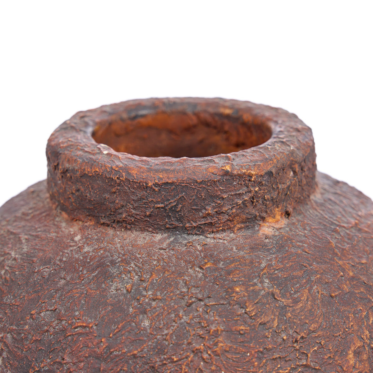 Vase en terracotta finition brun rouille texturée – H20 cm - S