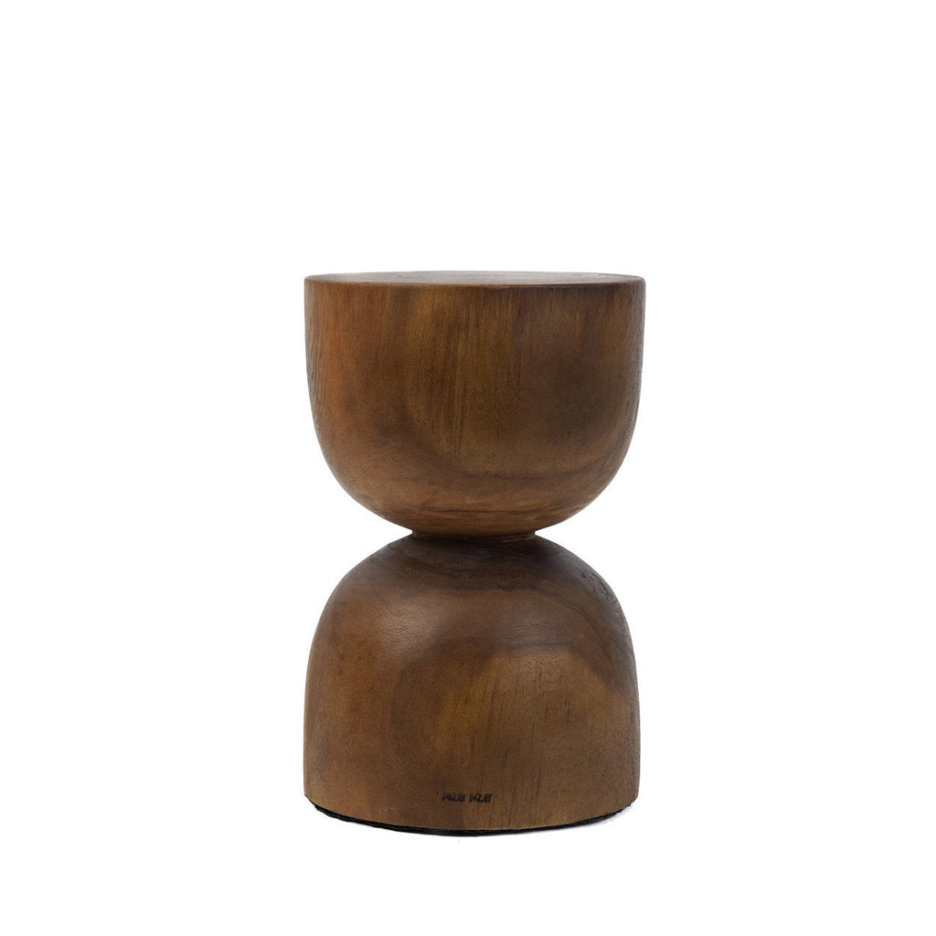 Tabouret en bois suar massif forme sablier finition miel – H45 cm