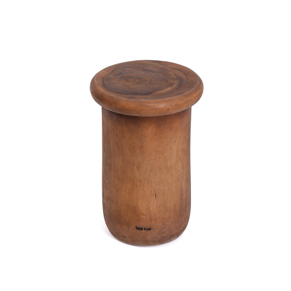 Zylindrischer Hocker aus Suar-Massivholz mit abgerundeter Kante – H45 cm