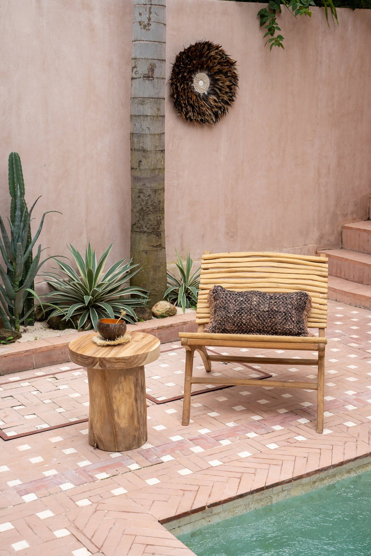 Table d’appoint en bois de Suar naturel 45x30 cm