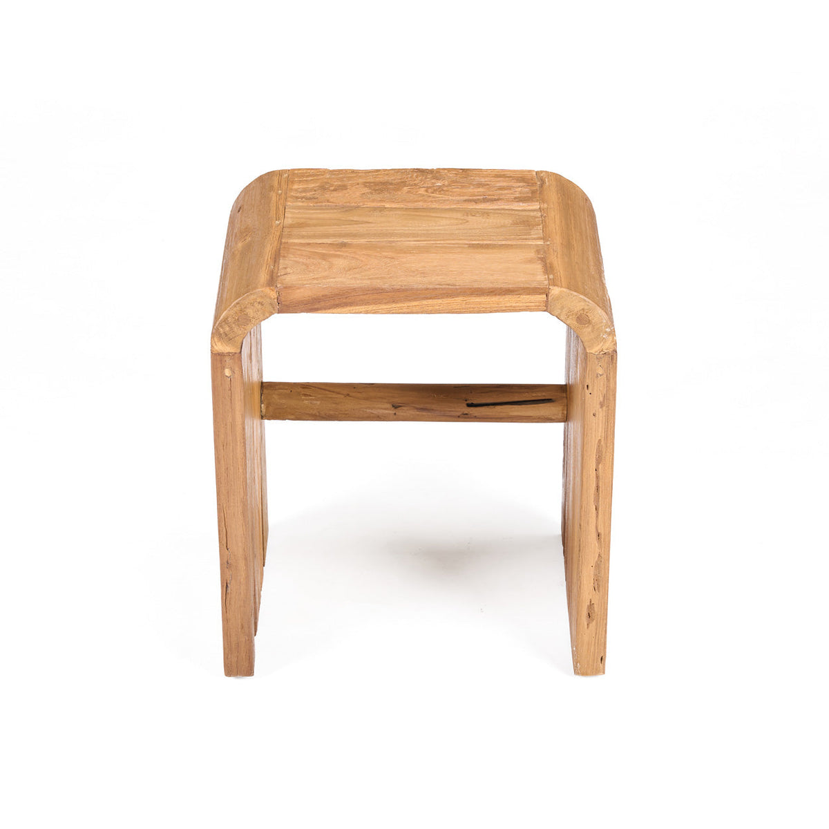 Tabouret d'appoint teck naturel courbes douces – 30x40 cm