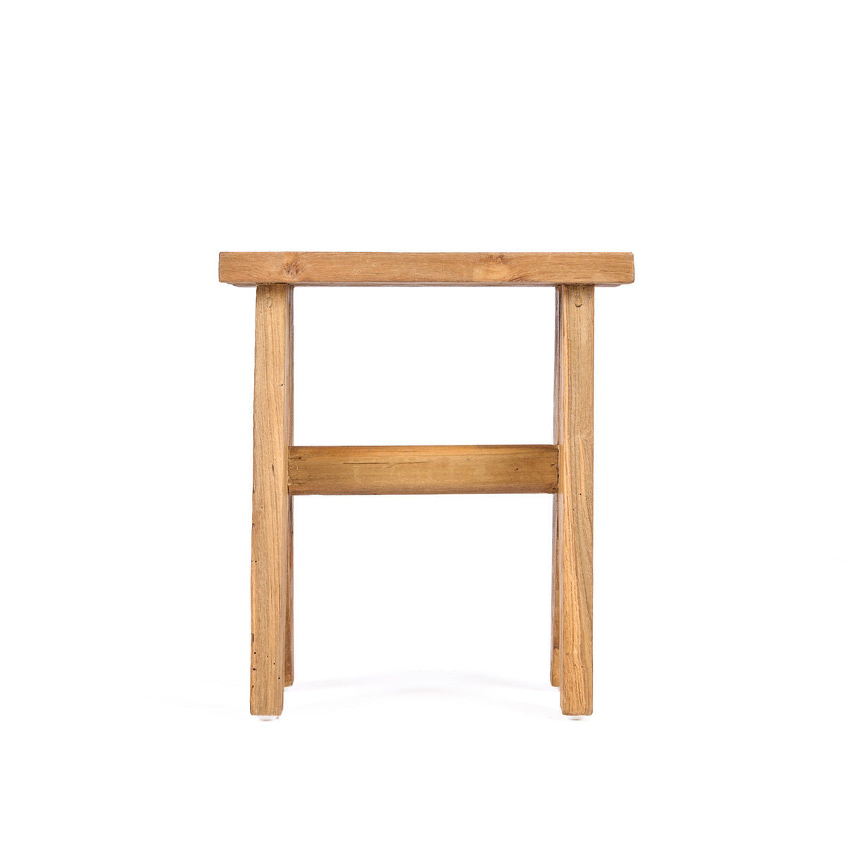 Tabouret rectangulaire teck naturel bois massif 45 cm