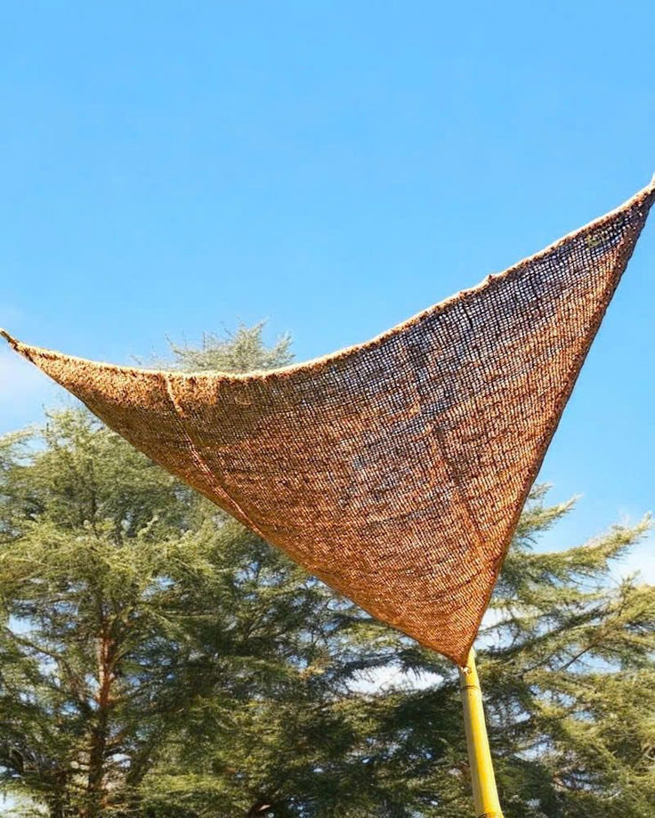 Abat-jour extérieur fibres de coco forme triangulaire naturel – 350x350 cm