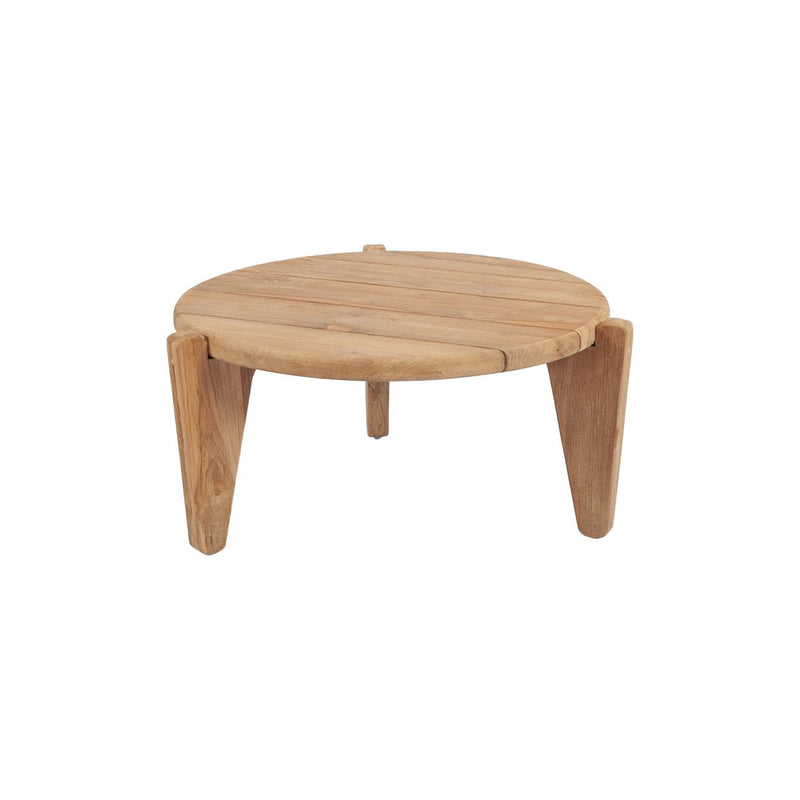 Table basse ronde en teck recyclé naturel pour jardin ou terrasse – Ø50 cm