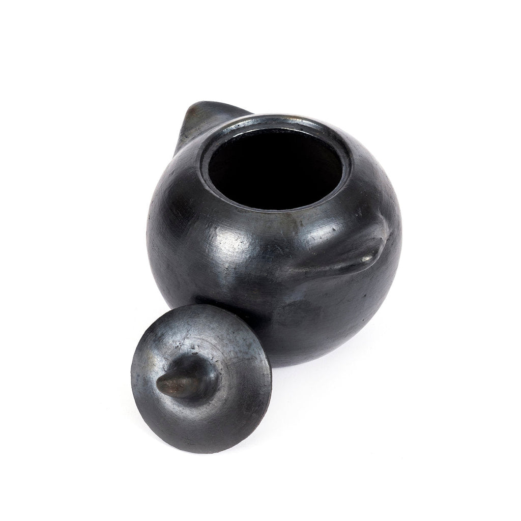 Pot en terre cuite noir brûlé fait main 10x7x8 cm