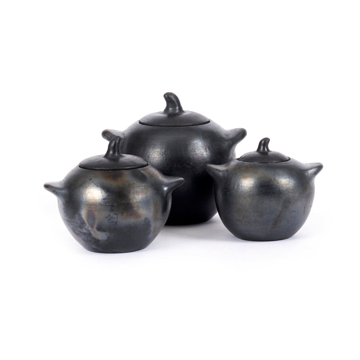 Pot en terre cuite noir brûlé fait main 10x7x8 cm