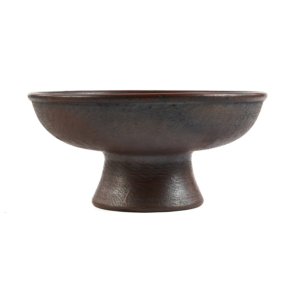 Coupe sur pied en céramique terre cuite texturée aspect patiné – Ø30 cm