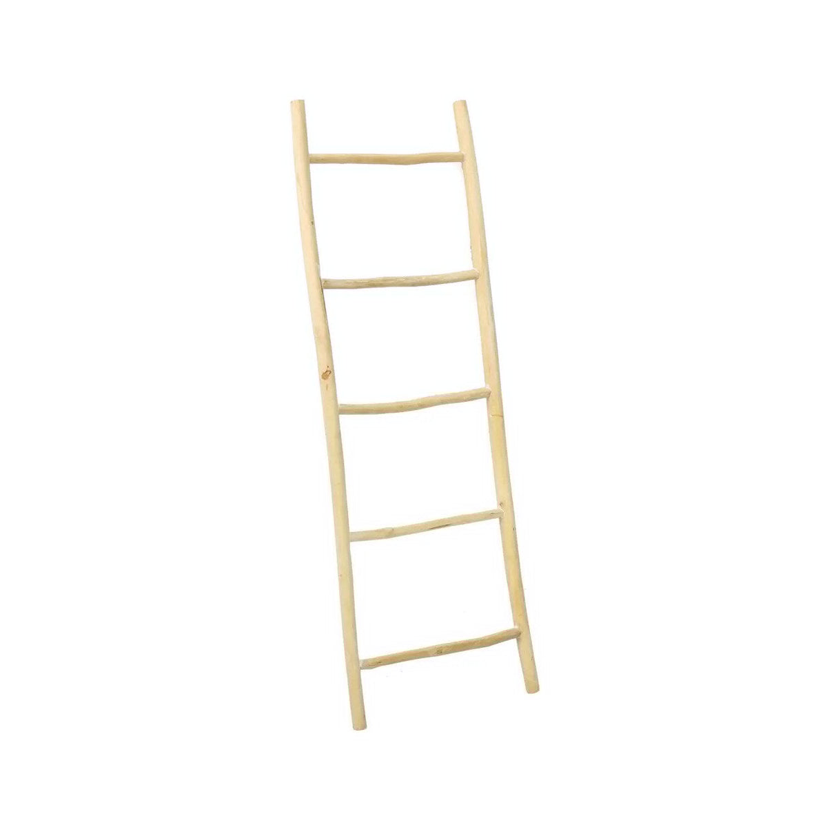 Échelle décorative en teck naturel – Structure asymétrique – H165 cm