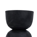 Zylindrischer Hocker aus Suar-Holz in Schwarz mit glatter Oberfläche – H45 cm