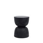 Zylindrischer Hocker aus Suar-Holz in Schwarz mit glatter Oberfläche – H45 cm