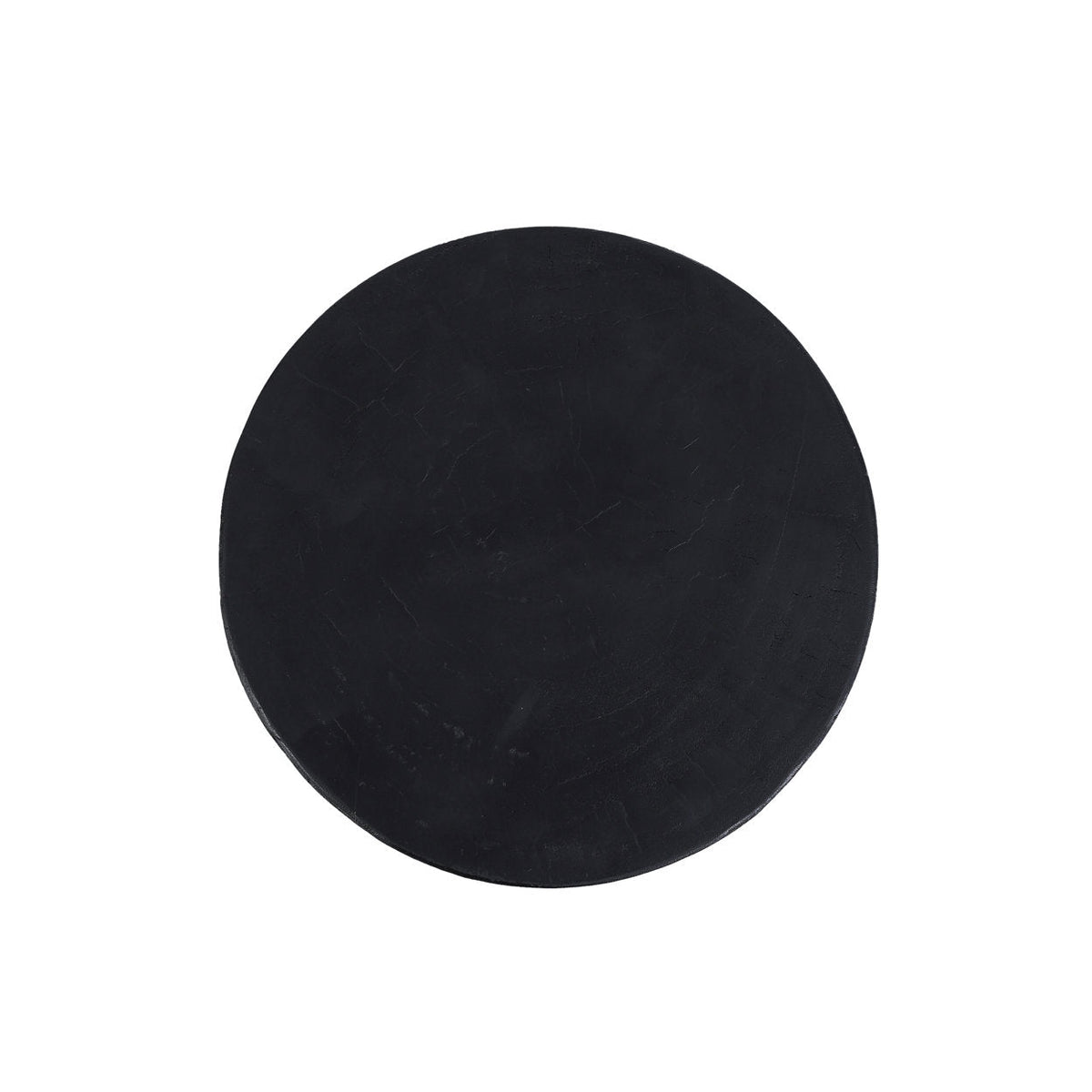 Zylindrischer Hocker aus Suar-Holz in Schwarz mit glatter Oberfläche – H45 cm