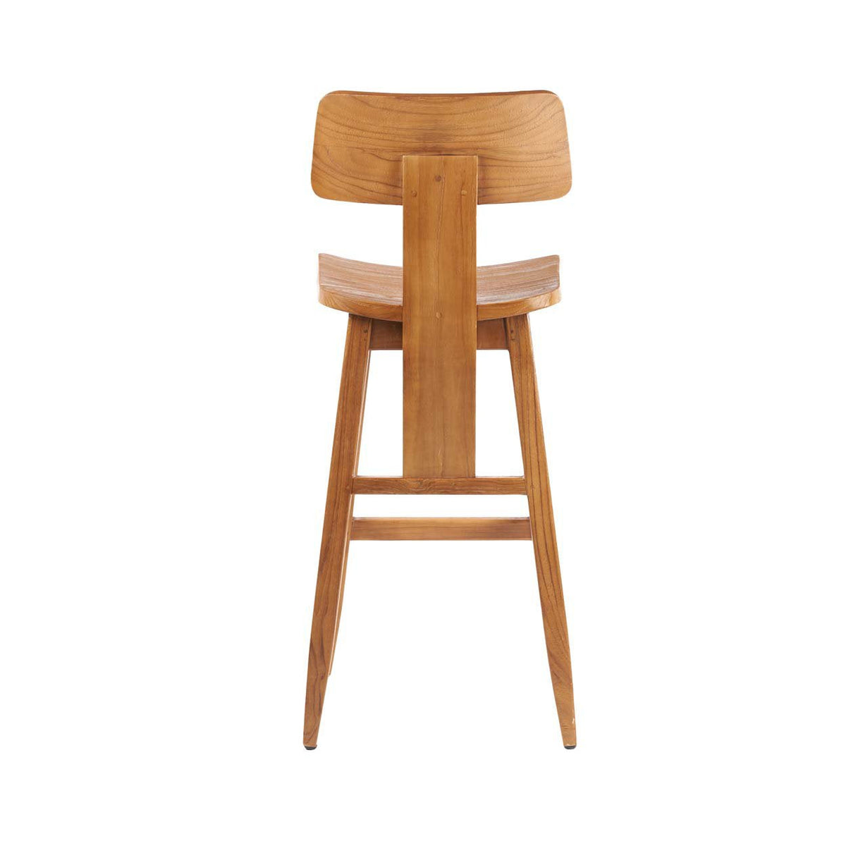 Barhocker aus Teakholz in Natur mit geneigter Rückenlehne – H109 cm