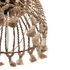 Suspension conique en abaca tressé – Pompons naturels – Ø30 cm