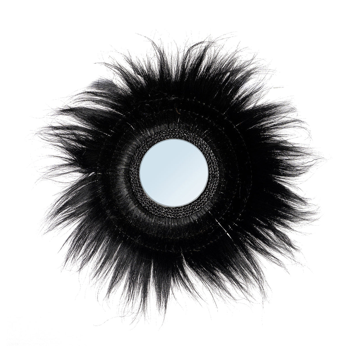 Miroir rond en herbe séchée noire 90cm