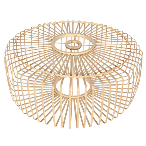 Abat-jour rond en bambou et bois naturel pour suspension – Ø60 cm