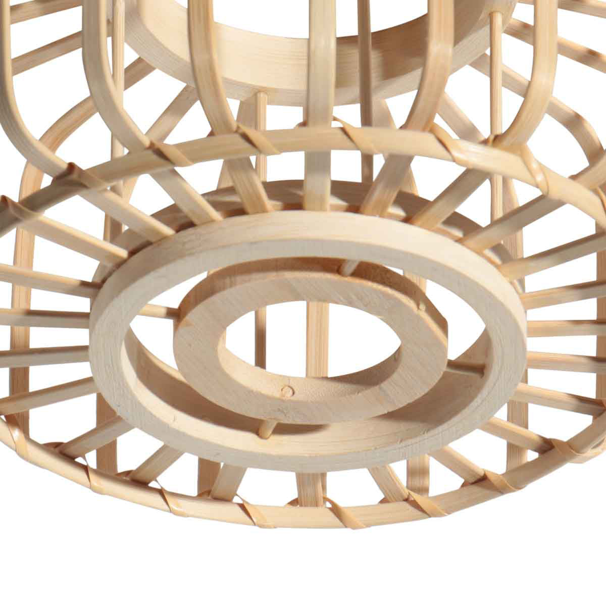 Suspension en bambou naturel ajouré ovale avec support E27 – Ø20 cm