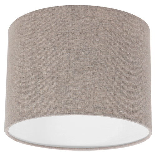 Abat-jour cylindrique en lin gris effet tissé pour lampe E27 – Ø20 cm
