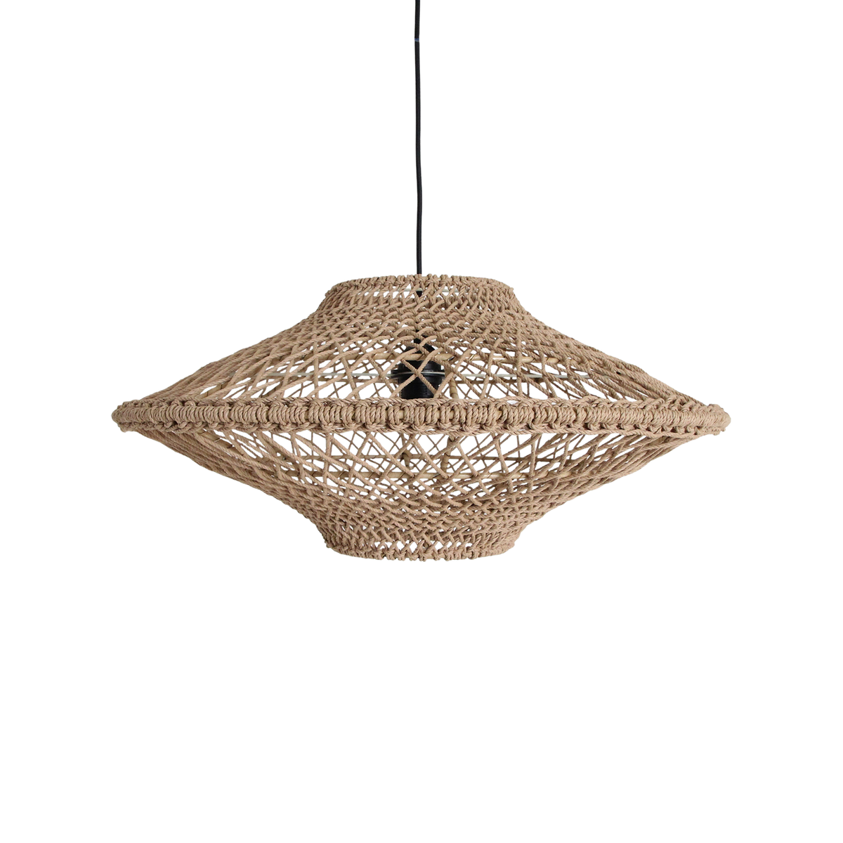 Suspension en corde naturelle ajourée forme soucoupe – Ø60 cm