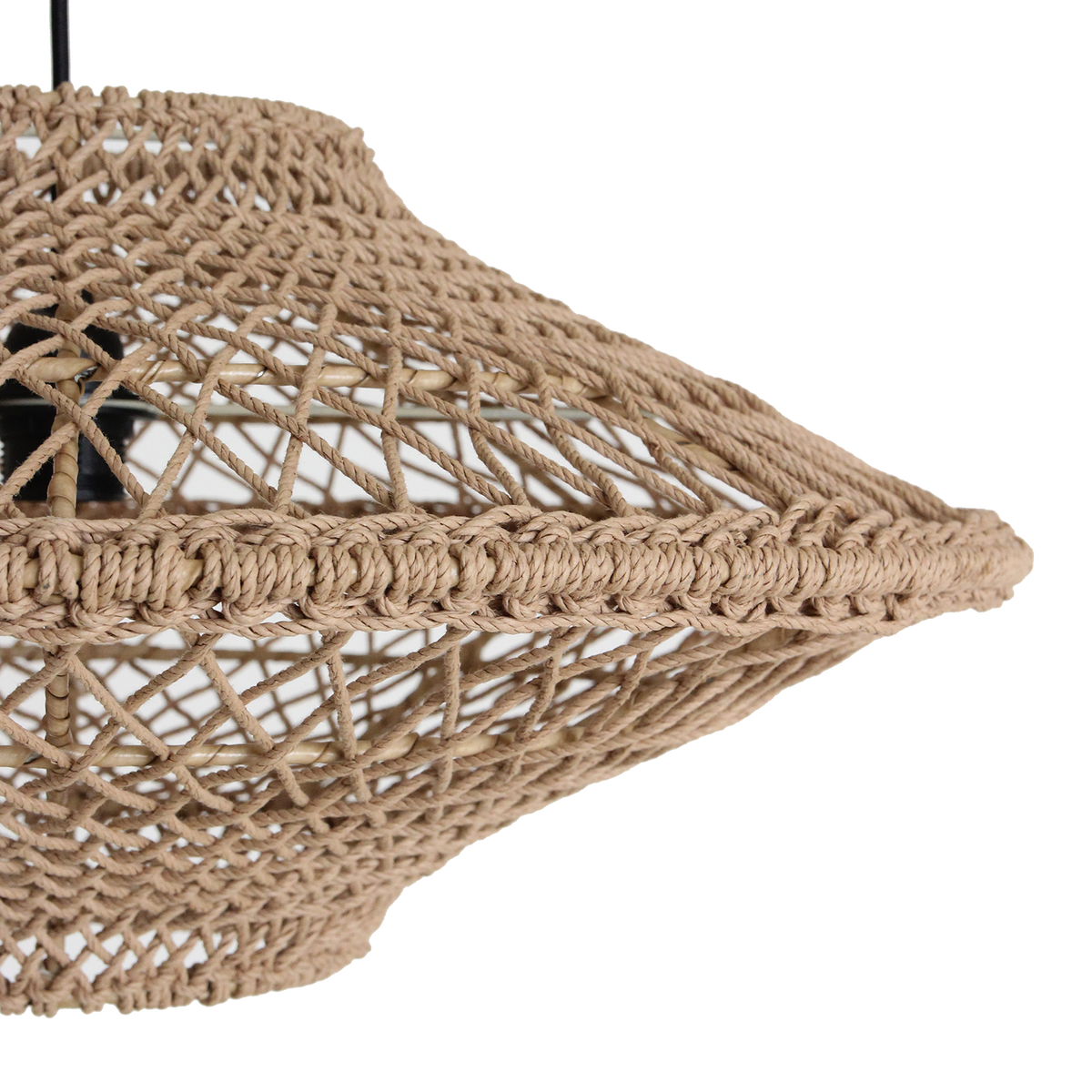 Suspension en corde naturelle ajourée forme soucoupe – Ø60 cm