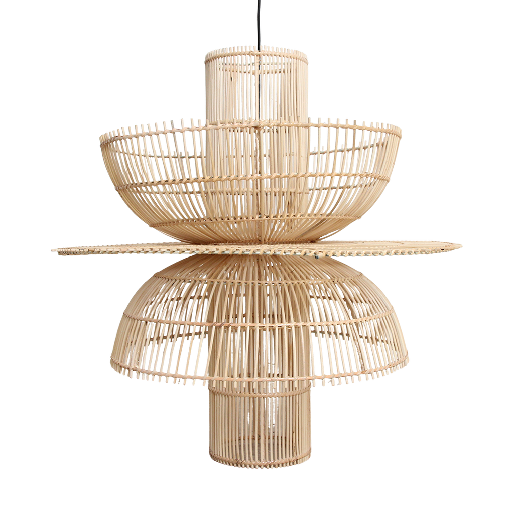 Suspension en rotin naturel forme fleur ajourée – Ø65 cm