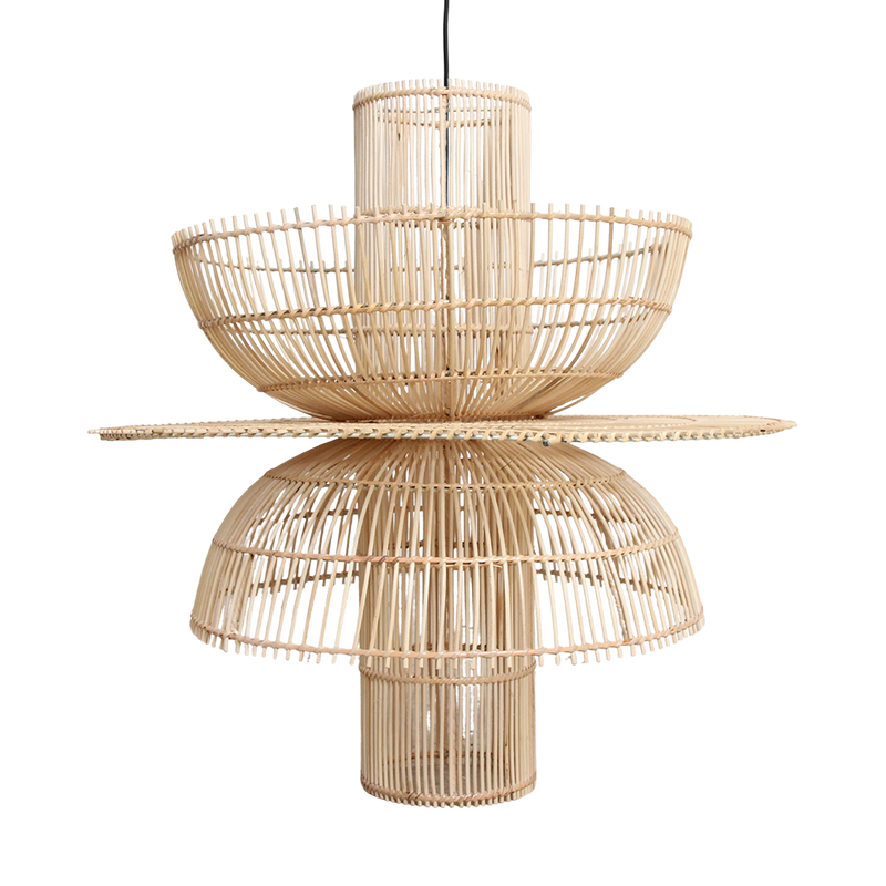 Suspension en rotin naturel forme fleur ajourée – Ø65 cm