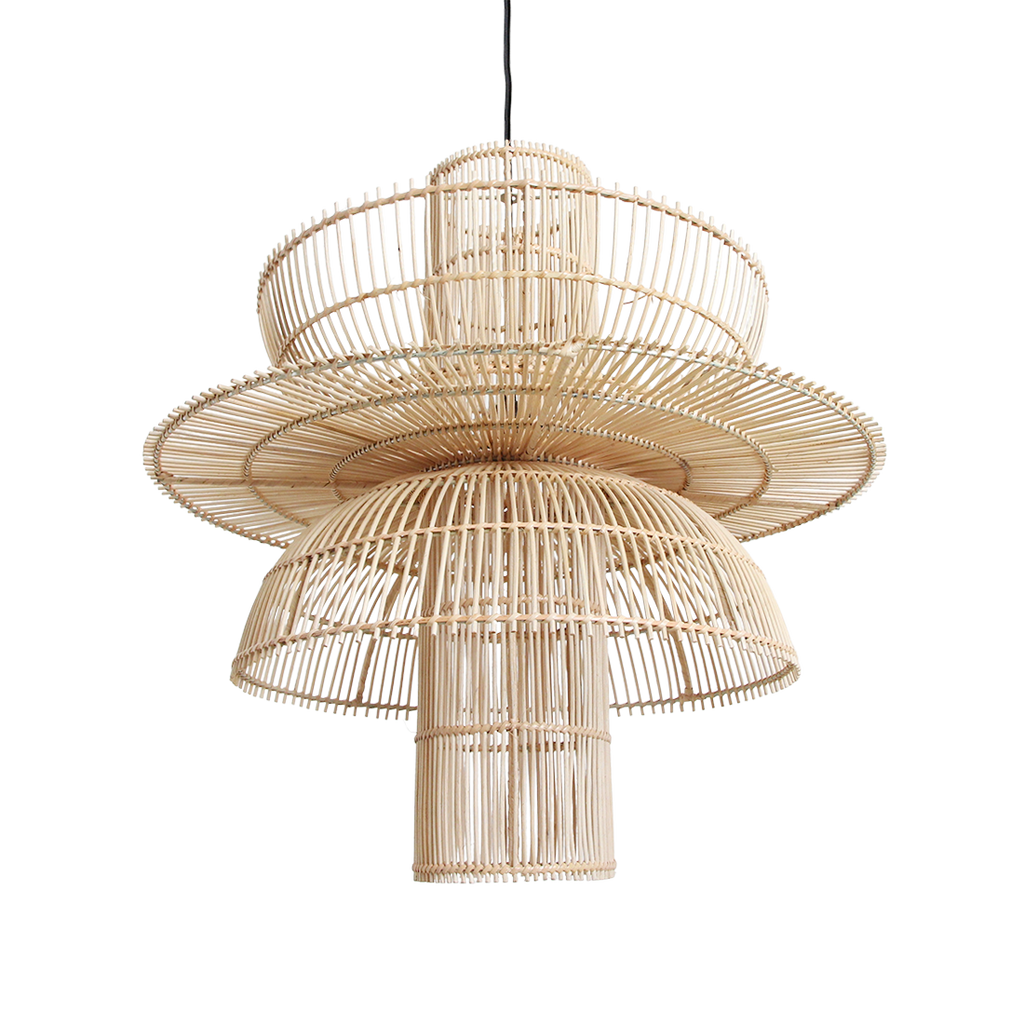 Suspension en rotin naturel forme fleur ajourée – Ø65 cm