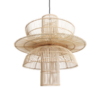 Suspension en rotin naturel forme fleur ajourée – Ø65 cm