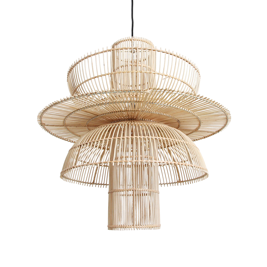 Suspension en rotin naturel forme fleur ajourée – Ø65 cm