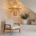 Suspension en rotin naturel forme fleur ajourée – Ø65 cm