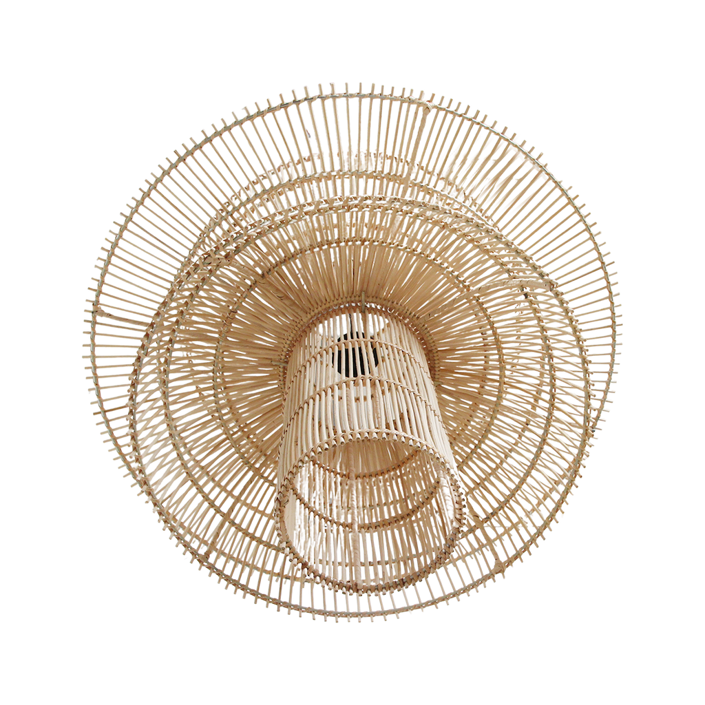 Suspension en rotin naturel forme fleur ajourée – Ø65 cm
