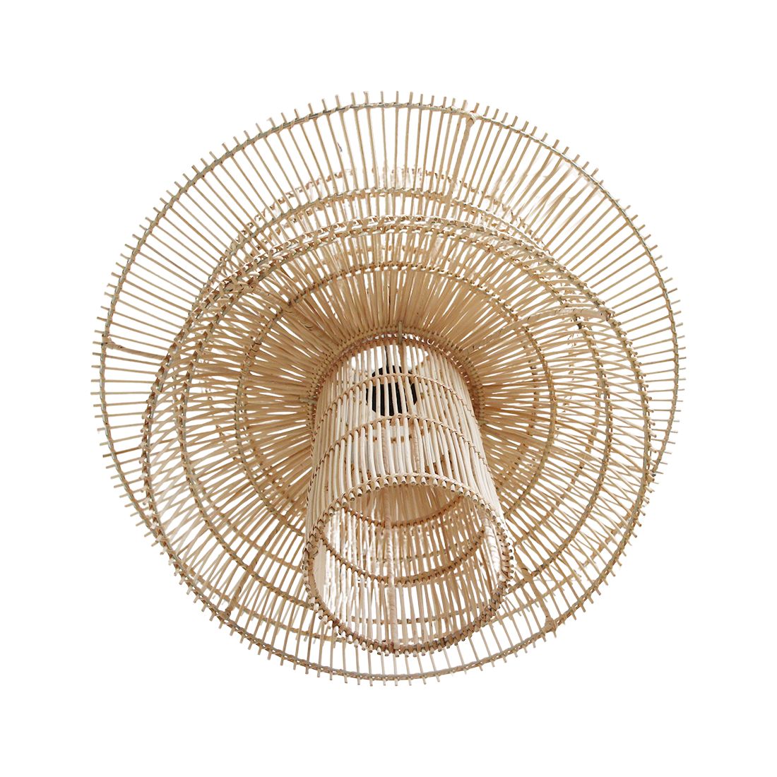 Suspension en rotin naturel forme fleur ajourée – Ø65 cm
