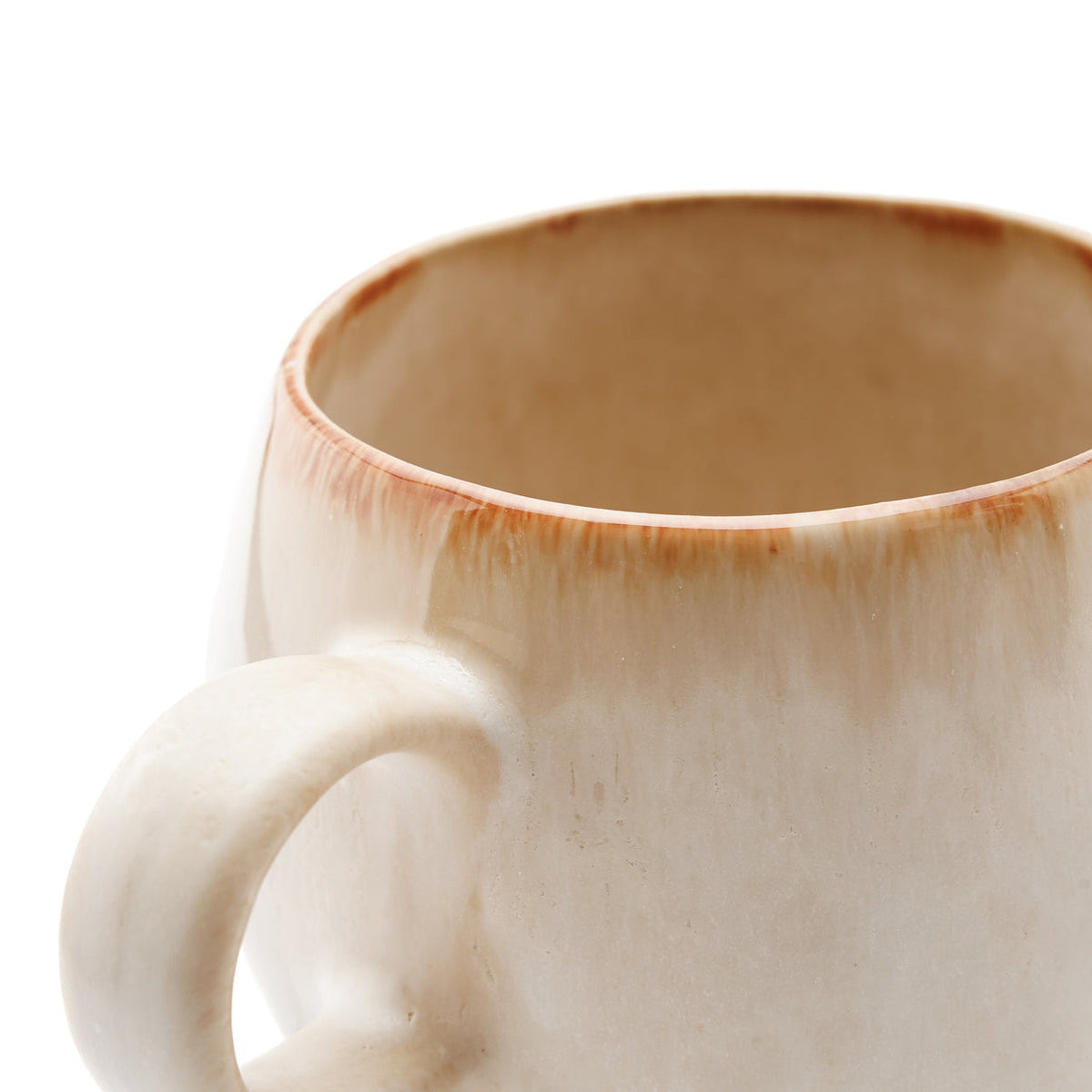 Mug en céramique crème anse large et bord brun dégradé
