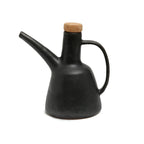 Ölflasche aus Steinzeug in Schwarz matt mit Korkverschluss