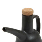 Ölflasche aus Steinzeug in Schwarz matt mit Korkverschluss