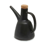 Ölflasche aus Steinzeug in Schwarz matt mit Korkverschluss