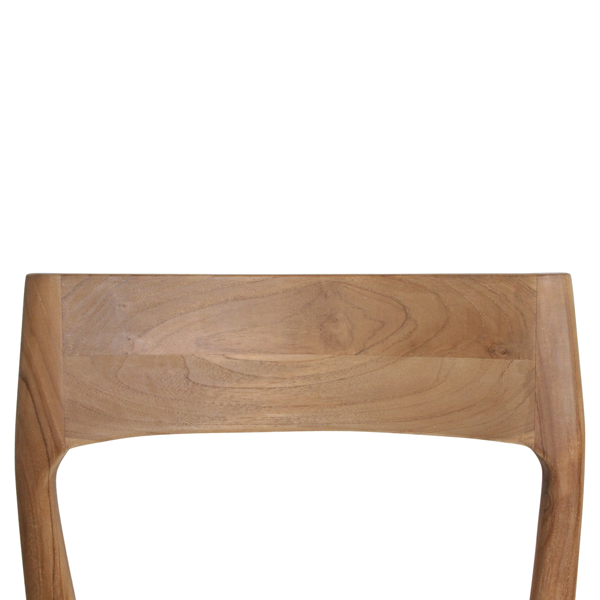 Chaise de salle à manger en bois de teck et tissu beige ajourée