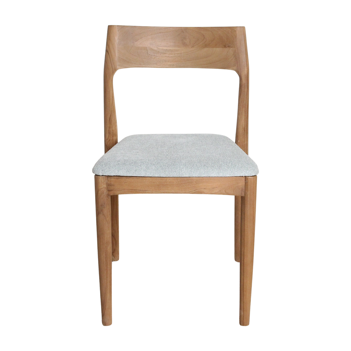 Chaise en teck et tissu vert clair dossier ouvert
