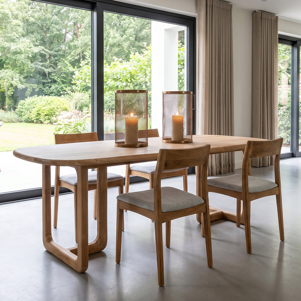 Chaise en teck et tissu vert clair dossier ouvert