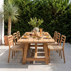 Chaise de jardin teck naturel et corde tressée - Lot de 2