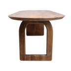 Table à manger bois massif brun piètement sculptural 180x90 cm