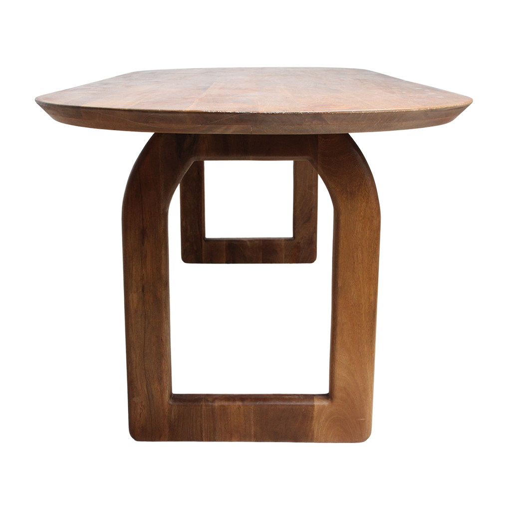 Table à manger en bois de manguier arrondie marron – 180x90 cm