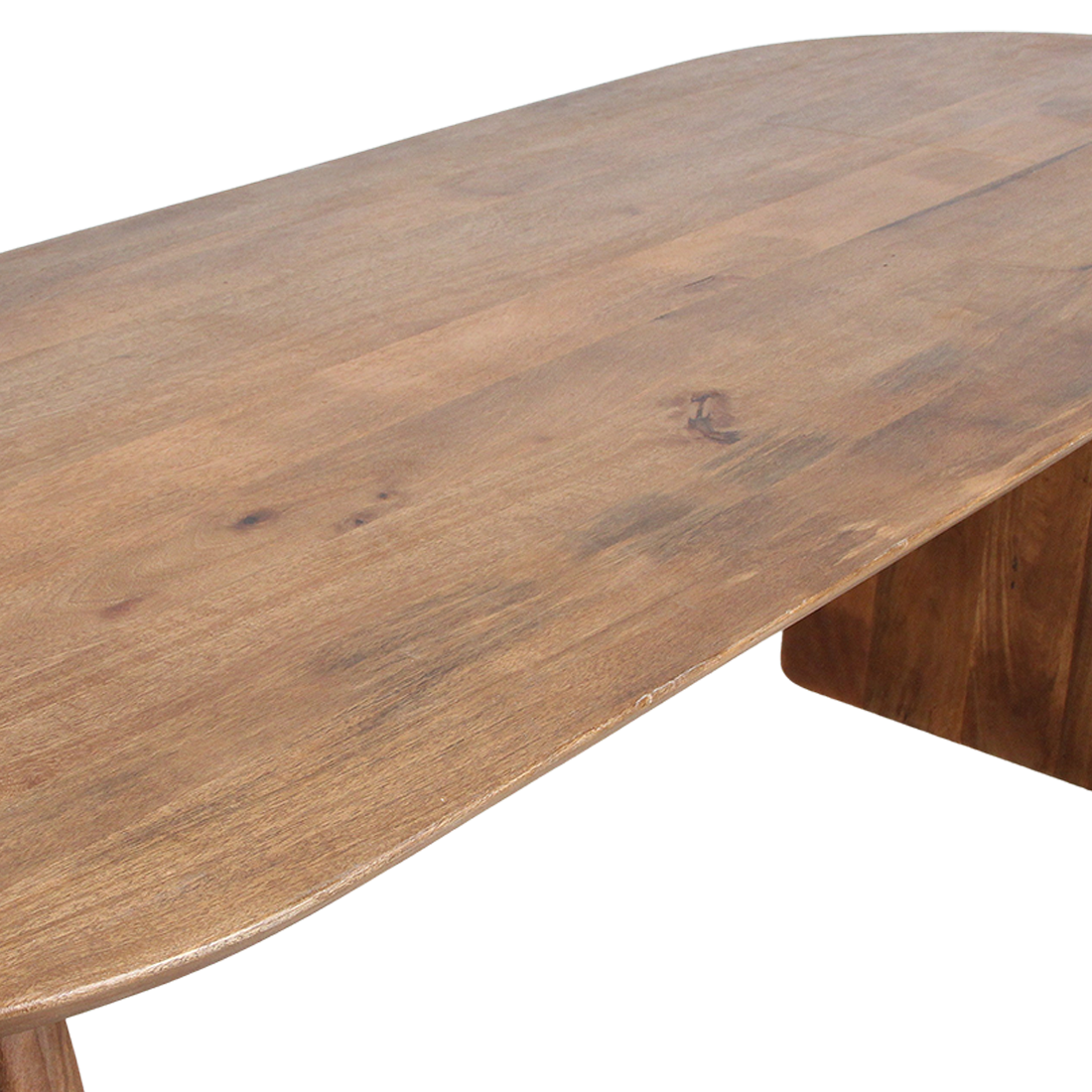 Table à manger en bois de manguier arrondie marron – 180x90 cm