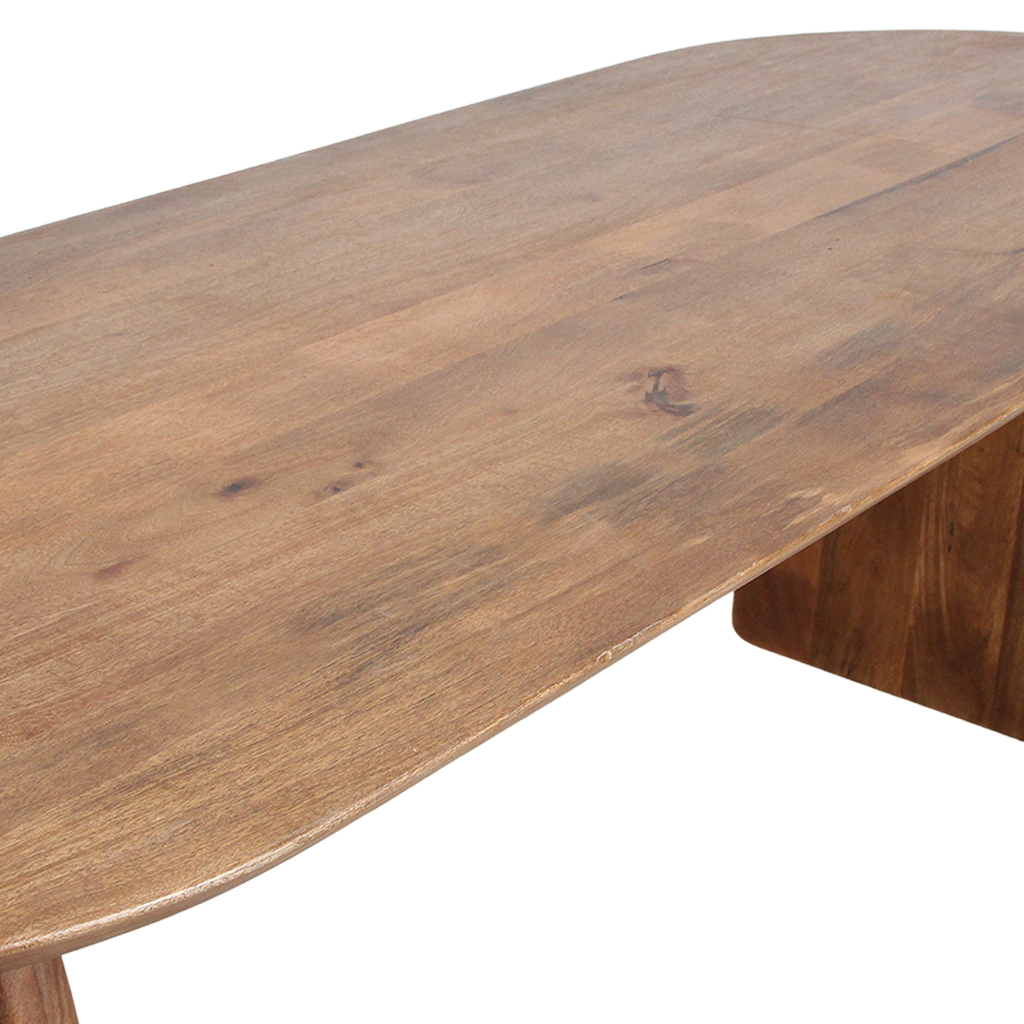 Esstisch aus Mangoholz in Braun mit abgerundeten Formen – 200x90 cm